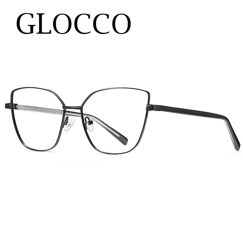 Elegant Cat Eye Reading Glasses Women Spring Hinge Metal Frame Blue Light Blocking Transparent Computer Eyeglasses