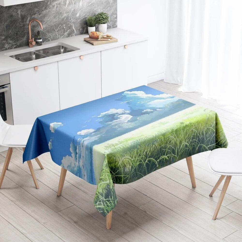 Szenische Tischdecke Heimdekor Fleckenabweisend Wasserdicht Tischdekoration Rechteckig Küche Kamin Arbeitsplatte