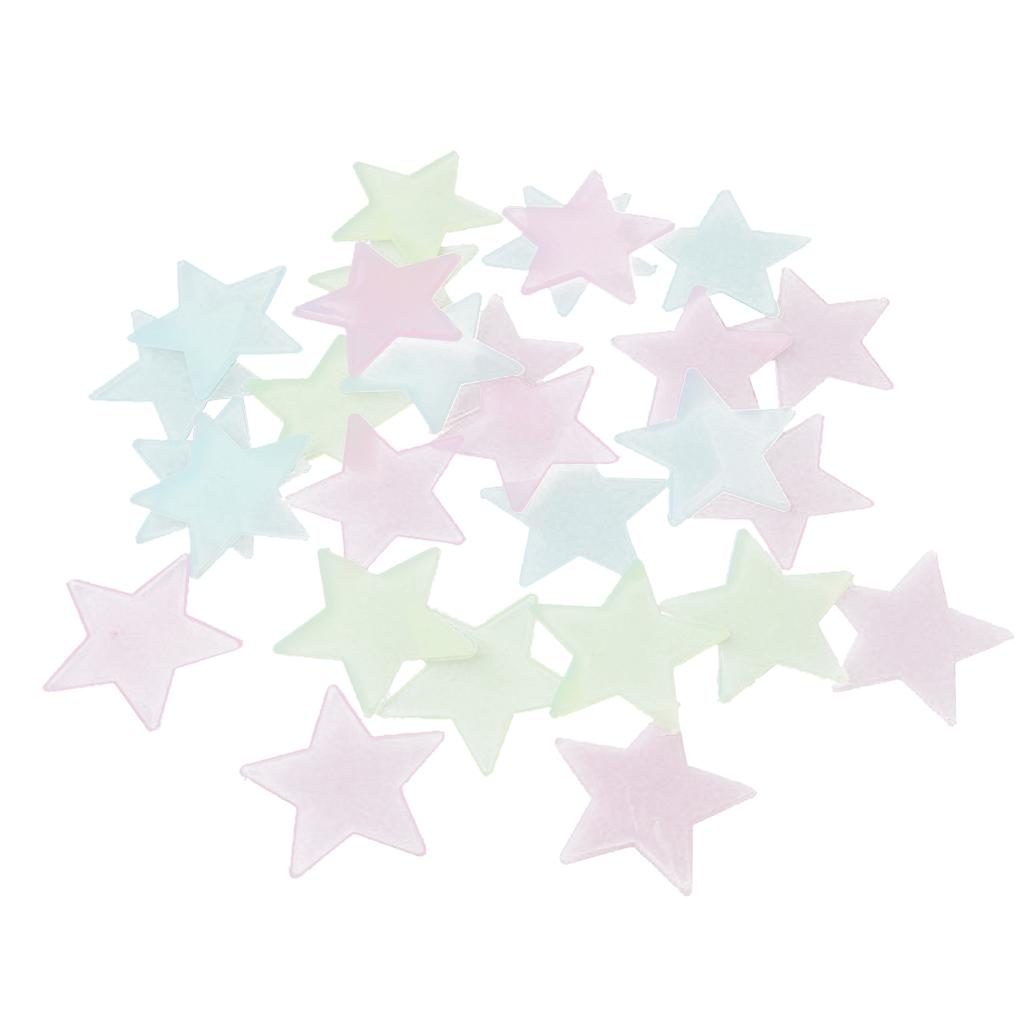 100x Wall Stickers Stars Luminous The Dark Plastic .8cm