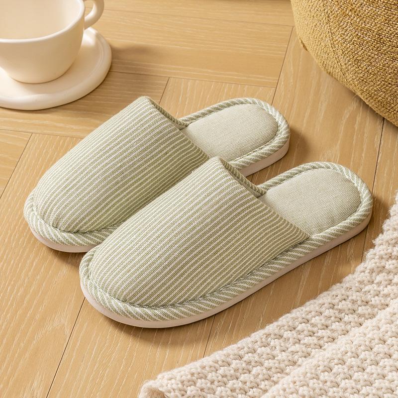 Japanese-style Home Cotton Slippers Women's Indoor Autumn and Winter Couples Home Non-slip Floor Soft-soled Slippers Men's Winter