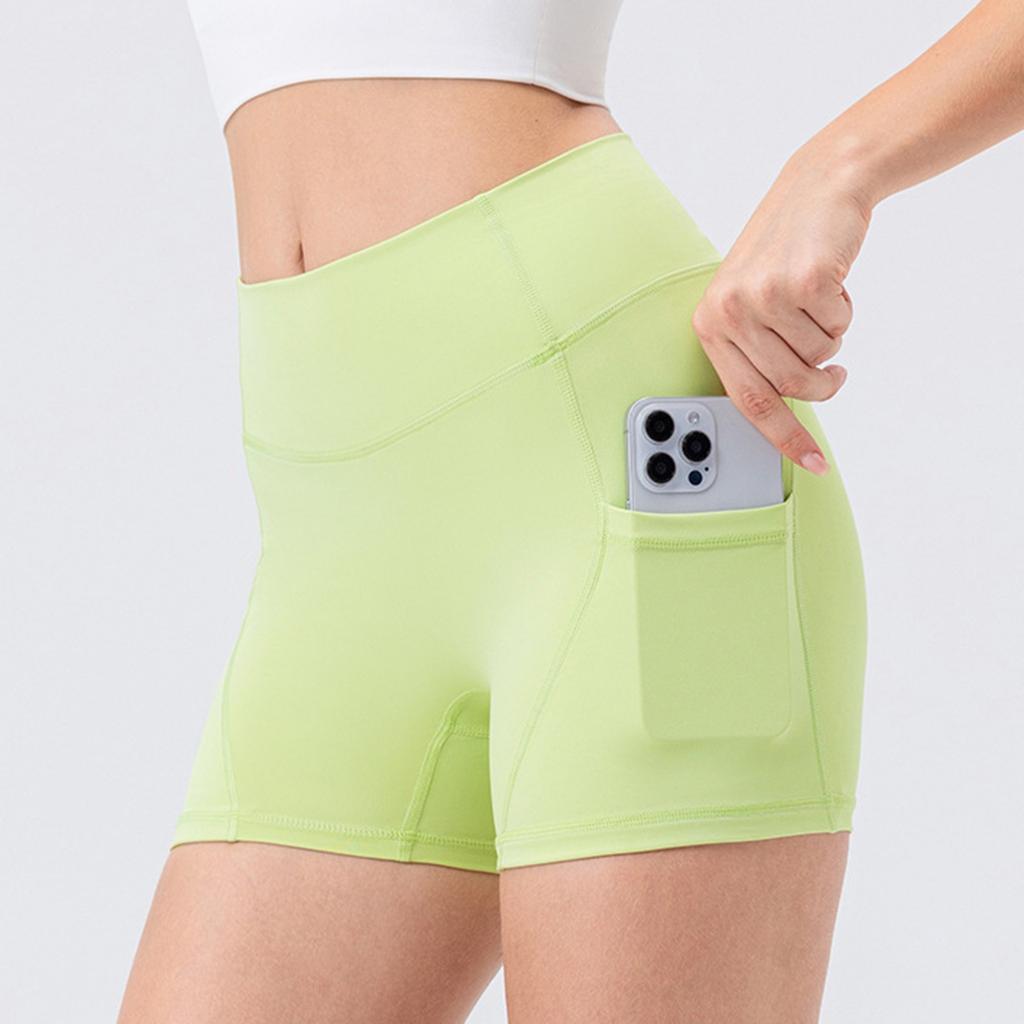Women's Quick Dry Yoga Hip Lifting Shorts High Waist Fitness Running Shorts With Pockets