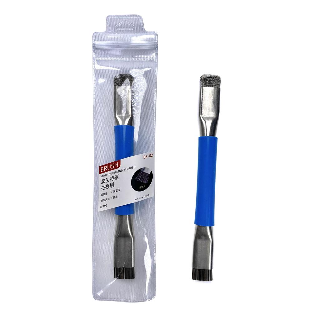 Stahlbürste, antistatische Reinigungsbürste für Motherboards zur Reparatur von Telefon-IC-Pads, Doppelkopf-Stahldrahtbürste mit superfeiner Oberfläche