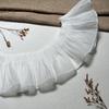 3Meters/lot 10cm Wide White Beige Mesh Pleated Lace Skirt Hem with Lace Decoration DIY Material