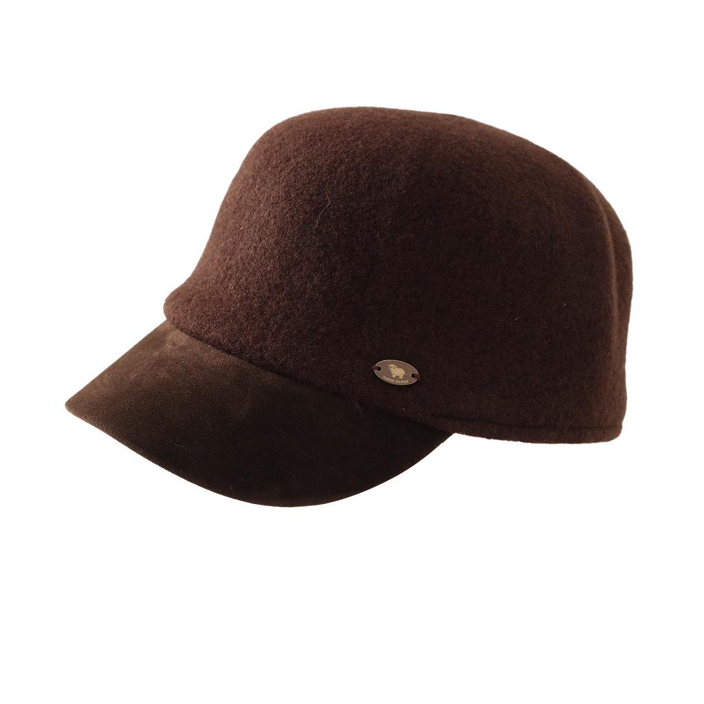 New autumn and winter woolen metal small standard cap women's retro splicing newsboy hat British style face small thermal hat