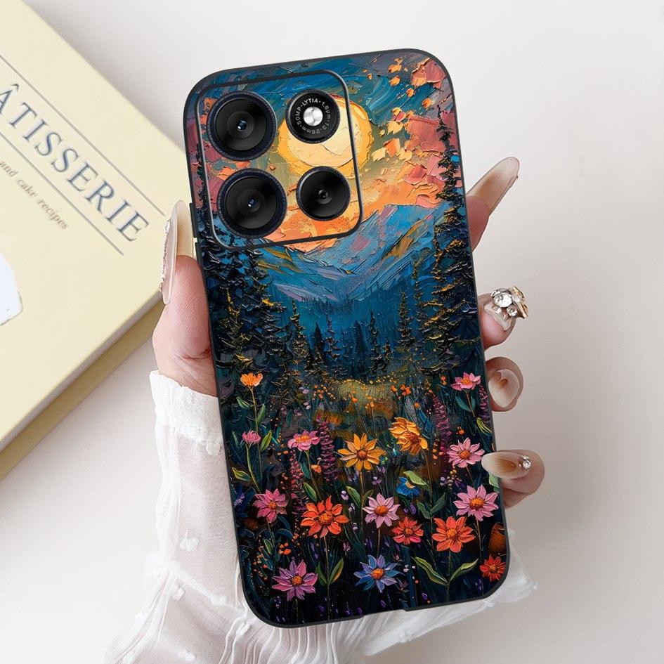 Per Motorola Moto G86 G56 2025 Custodia Moda Fiore Tramonto Cartone Animato Morbido Silicone Protettiva Copri Telefono Per MotoG56 MotoG86 Custodie