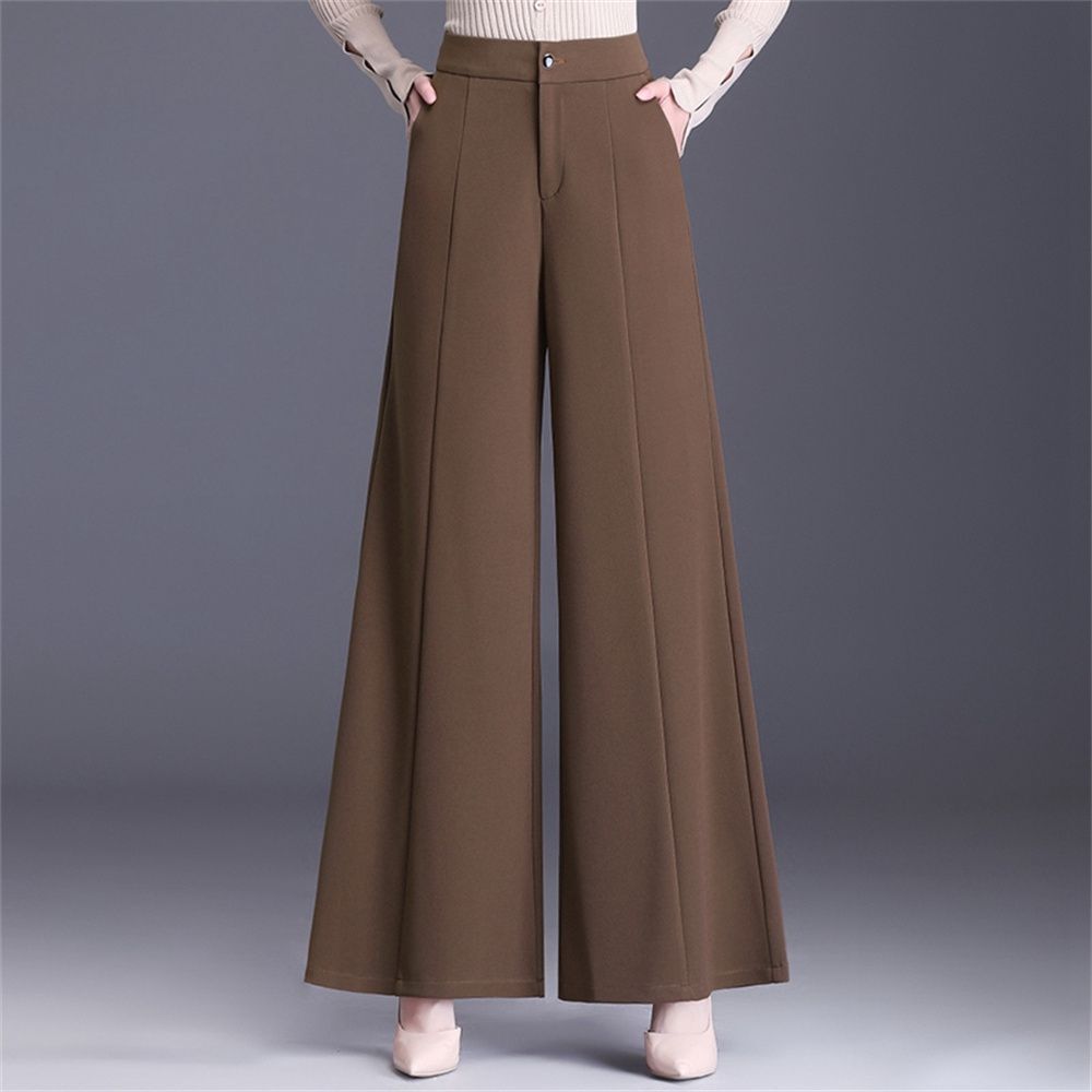 Calças de Perna Larga de Alta Qualidade para Primavera Outono Cintura Alta Slim Nove Pontos Calças Largas Calças Longas Calças de Lã