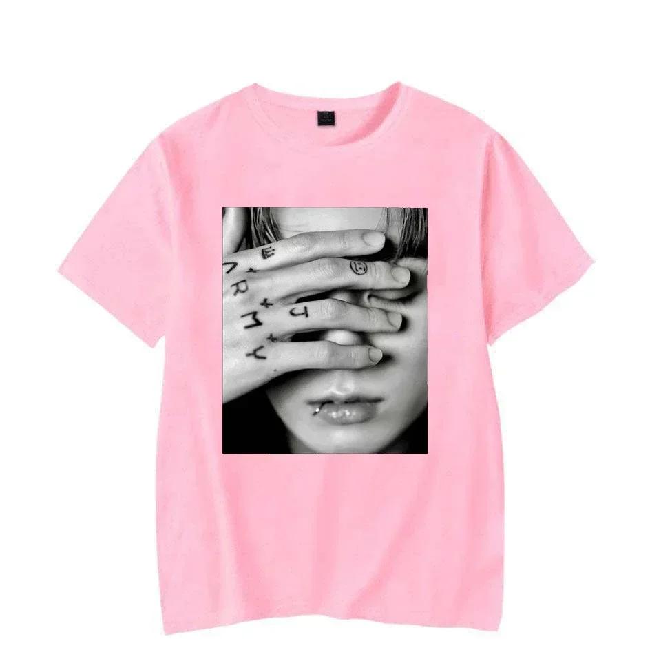 Casual Loose Print Short Sleeve Crew Neck Top Fashion T-Shirts Women’s XXXL розовый