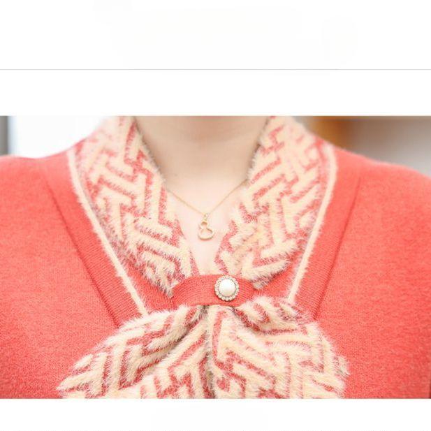Thick Fleece Lined Winter Sweater Cozy Warm Womens Knit Top Fashion Mid Age Clothing