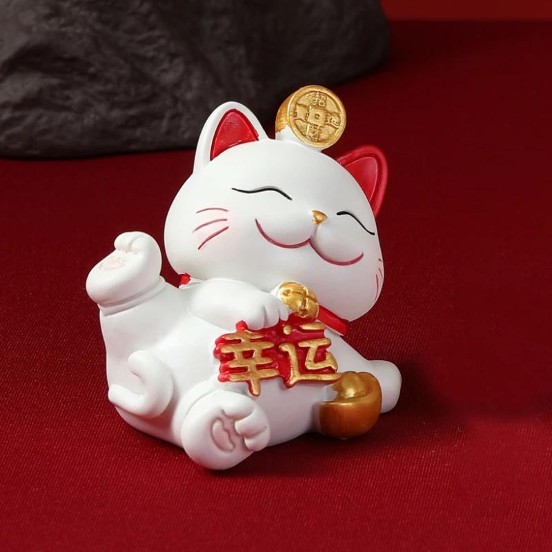 Künstlerische Glückskatzen-Figuren Moderner Stil Wohnzimmer Tischornament Schrankdekorationszubehör Niedliche Maneki Neko Heimdekoration