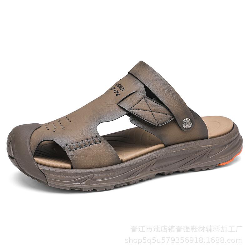 

Летние новые пляжные тапочки для улицы, дышащие, мужские, двойного назначения, нескользящие сандалии, дышащие модные тапочки в сочетающейся цветовой гамме 45