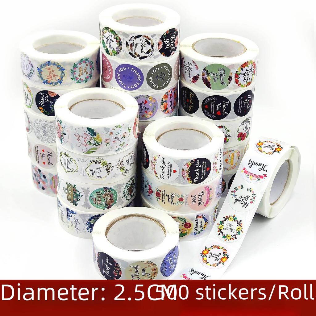 500 Self-Adhesive Thank You Dessert Stickers - Cartoons, Weddings, & Baking Seals for Children