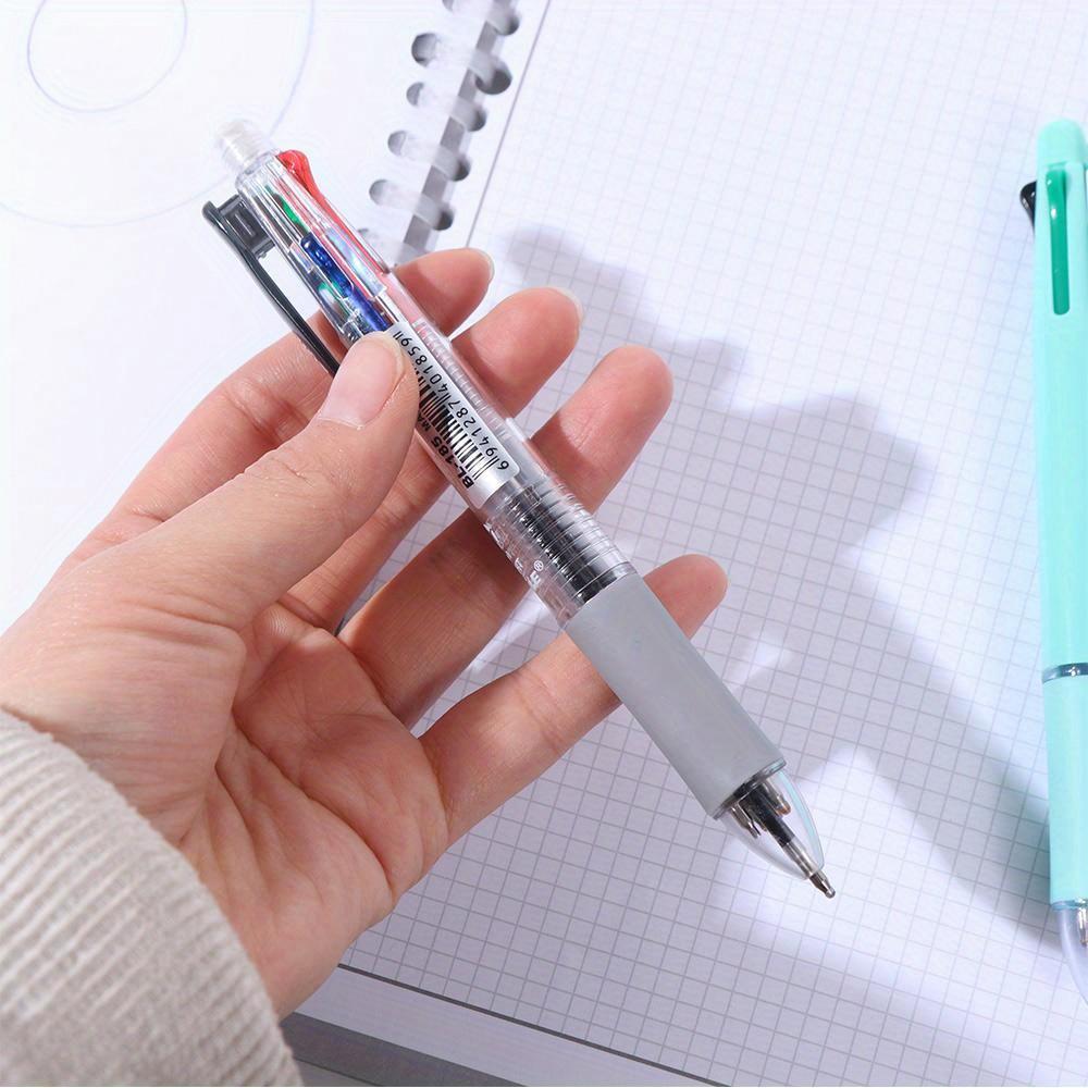 1pcs 4 Colors Ball Pen Multicolor Ballpoint Pens 5 in 1 Clip-on Multicolor Retractable Pen with Pencil&Eraser Soft