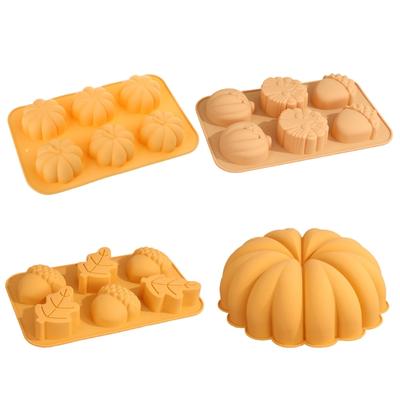 3D-Kürbis-Silikonform zum Backen, Halloween-Fondant-Kuchendekoration, Haushaltsbackformen, wiederverwendbare Kürbisformen