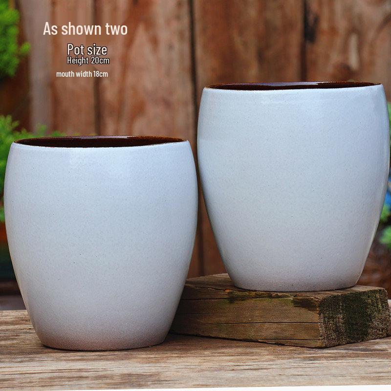 Handgefertigter weißer Grobkeramik-Blumentopf im europäischen Stil für Grünpflanzen, Rosen, Hortensien und Sukkulenten