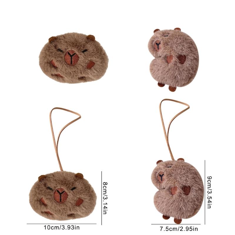 Pack of 4 Capybara Plush Keychains Charm Animal Shaped Keyring Bag and Phone Pendants Accessories Handmade Decoration