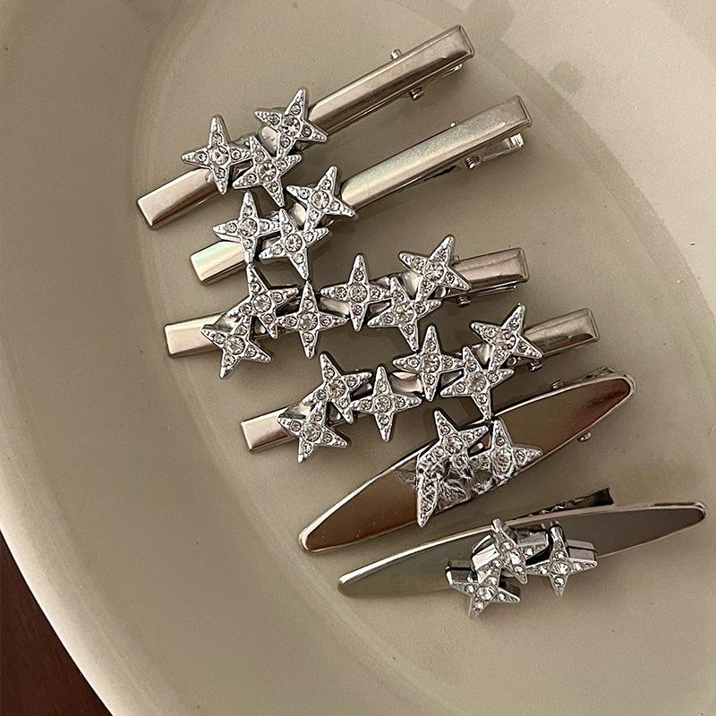 Strass Stern Y2k Haarnadeln Vintage Elegant Strass Silber Haar Seitenclips für Frauen Mädchen Süße Haarspangen Haarschmuck