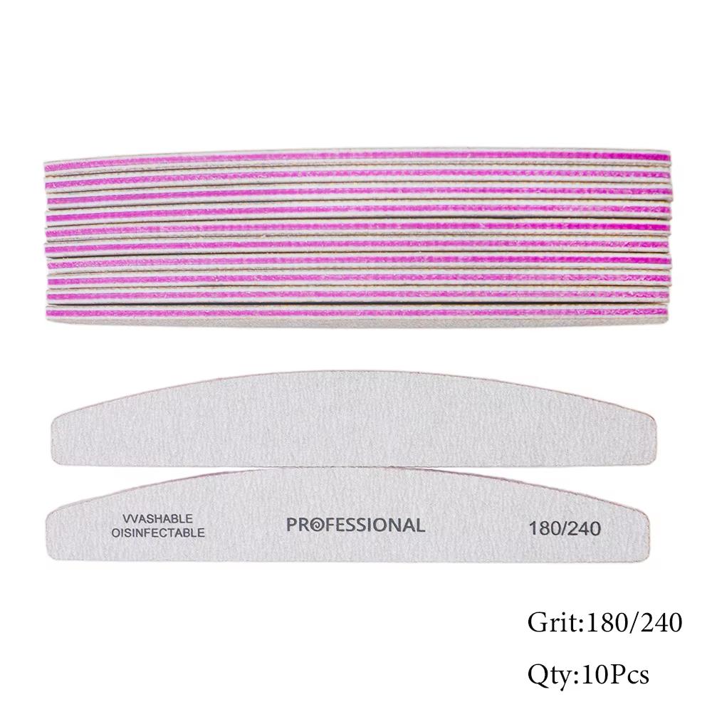 5/10Pcs Banana Nail Files Set 180/240 Grit Sandpaper Sanding Nails Buffer File Professional Supply Manicure Accessories And Tool