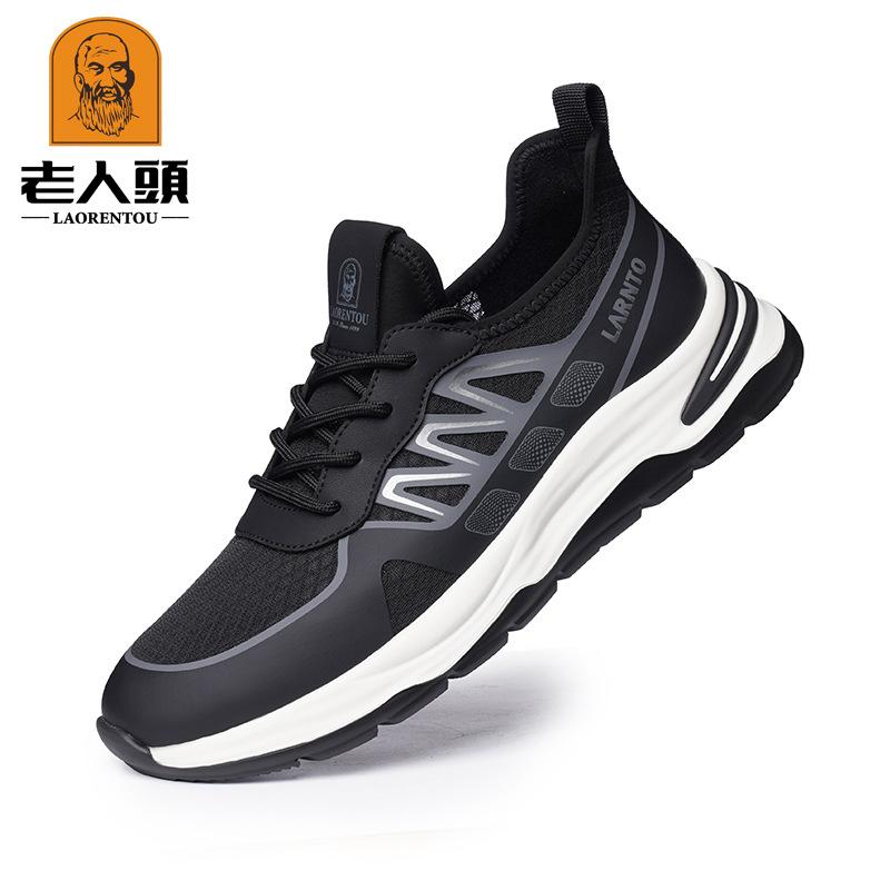 

Old man head spring summer 2025 new fly-woven mesh shoes men s breathable casual shoes men s soft-soled sports shoes 18923 38 чёрный