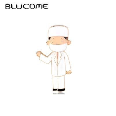 White Enamel Doctor Shape Brooch Style Lapel Pins Badge Corsage Women Jewelry