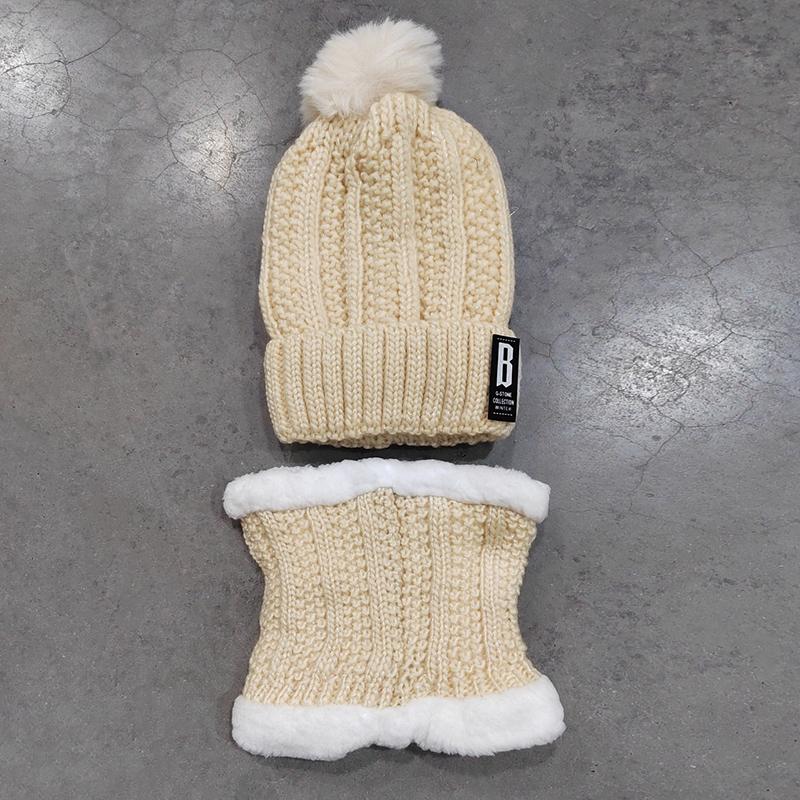Winter Knitted Scarf Hat Set Thick Warm Skullies Beanies Hats For Women Outdoor Cycling Riding Ski Bonnet Caps Scarf