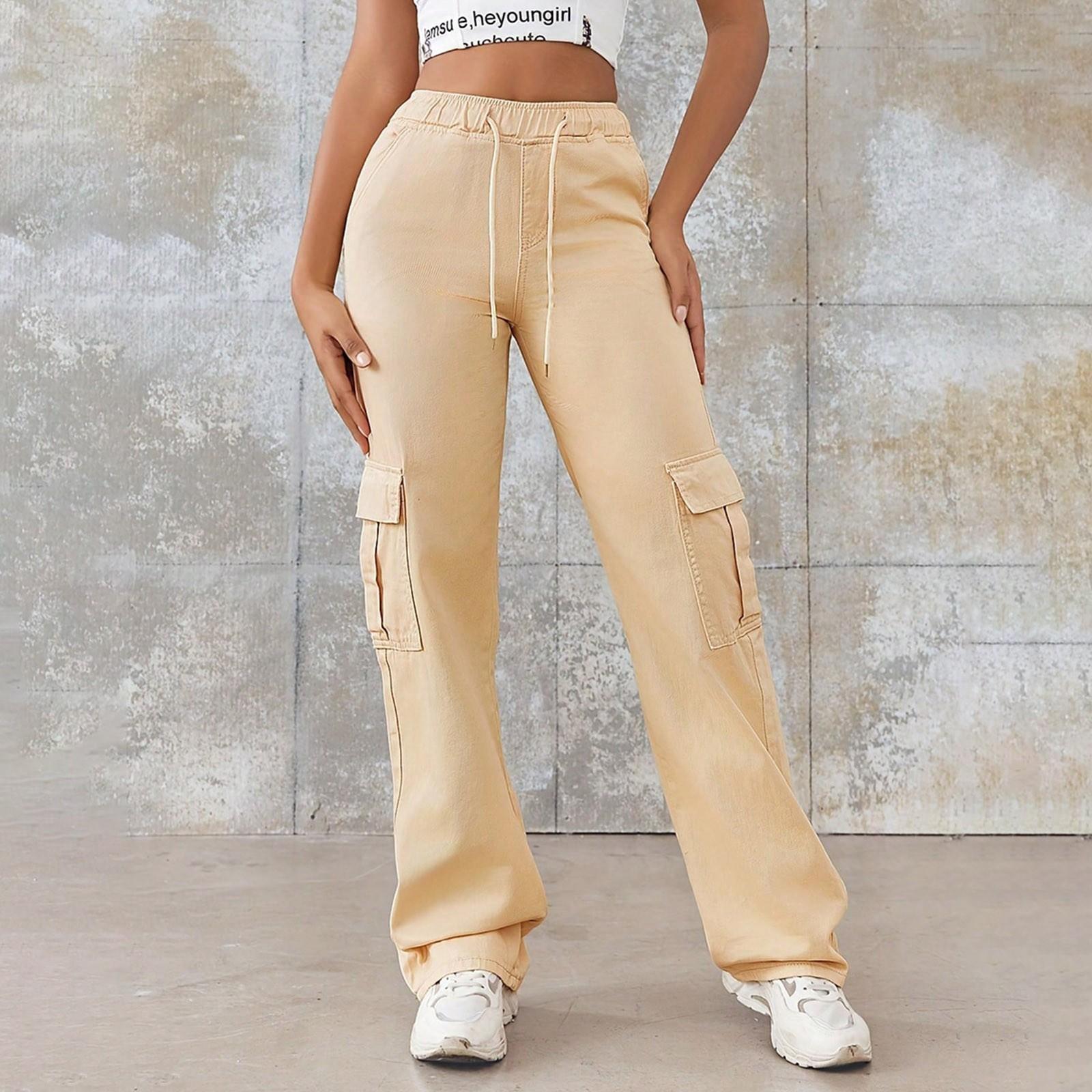 

Ladies Jeans Trend Casual Fashion Straight Leg Workwear Jeans S хаки