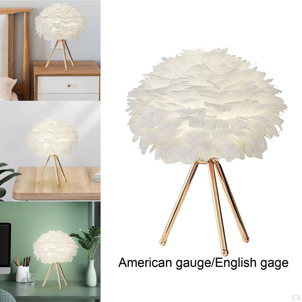 Creative Feather Table Lamp Desk Light Romantic Night for Living Room