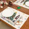 Christmas Placemats Set of 4 - Hand Wash Only Polyester Table Mats, Nutcracker and Xmas Tree Design, Woven Rectangle Holiday Dec