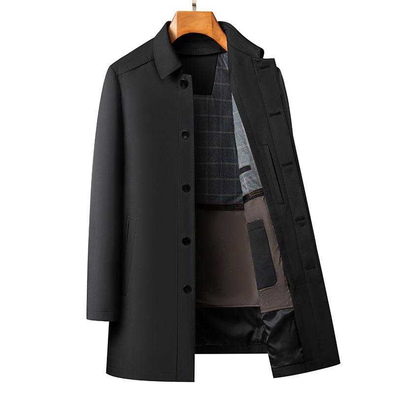 Brand Windbreaker Jacket for Middle-aged Men - Thick, Warm Autumn/Winter Coat with Detachable Liner
