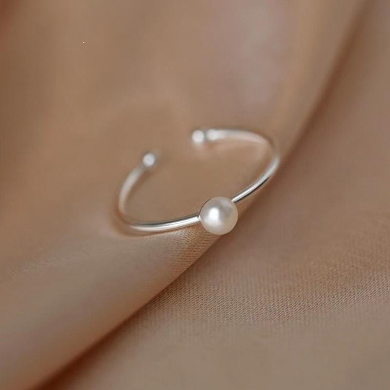 925 Sterling Silver Pearl Open Ring - Women's Luxury Index Finger Band