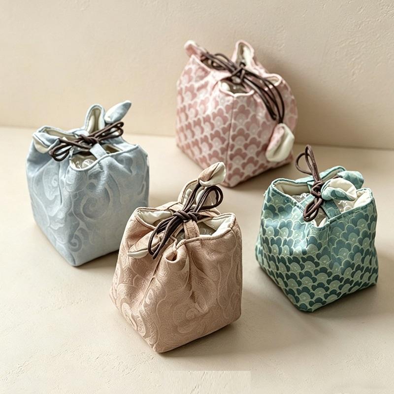 Tea Set Storage Bag Chinese Style Thickened Multi-Functional Teapot Cloth Pouch Protective Portable for Holiday Trips