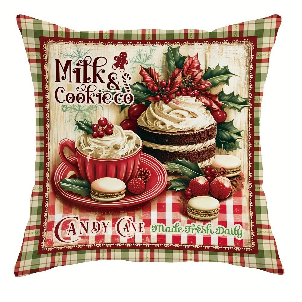Christmas Decoration Pillow Cover with Gingerbread Pastry Old-fashioned Style Design Home Living Room Sofa Cushion Cover