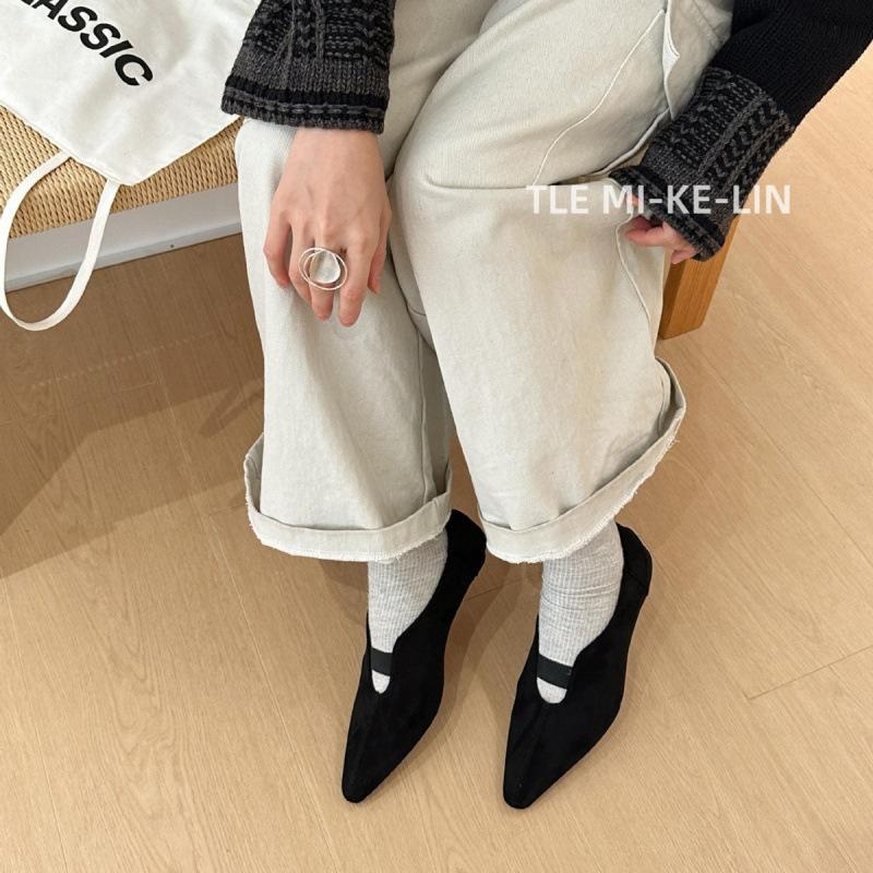 French wedge heel pointed head deep mouth single shoes women's 2025 autumn and winter elastic one pedal foreign fashion shoes young women's shoes tide