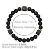 Elastic Adjustable Mens Bracelet 8Mm Black Onyx & Lava Stone Beads Bracelet For Men Beads Charm Bracelet With Elastic Cord