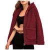 Fashion Casual Ladies Hooded Sweater Plush Pocket Top Solid Color Coat