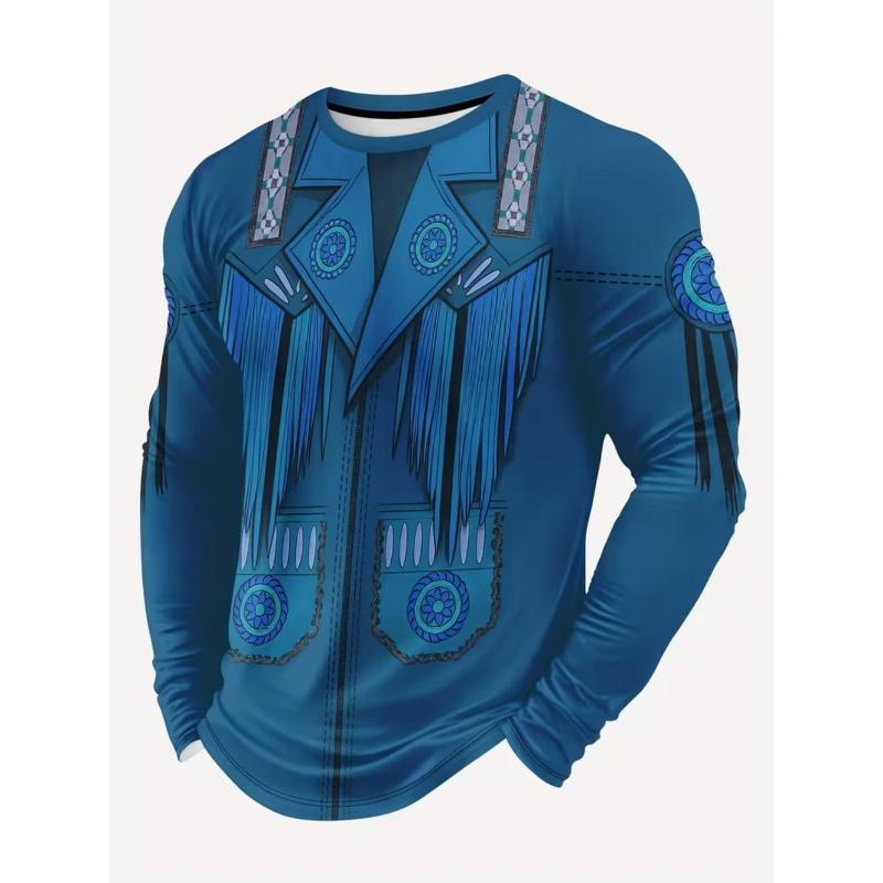 Mexiko Adler Druck T-Shirt für Herren Mode Bequemes Baumwolle Langarm-T-Shirt Lässiger Rundhals Pullover Herbst Lockere Herren Oberteile