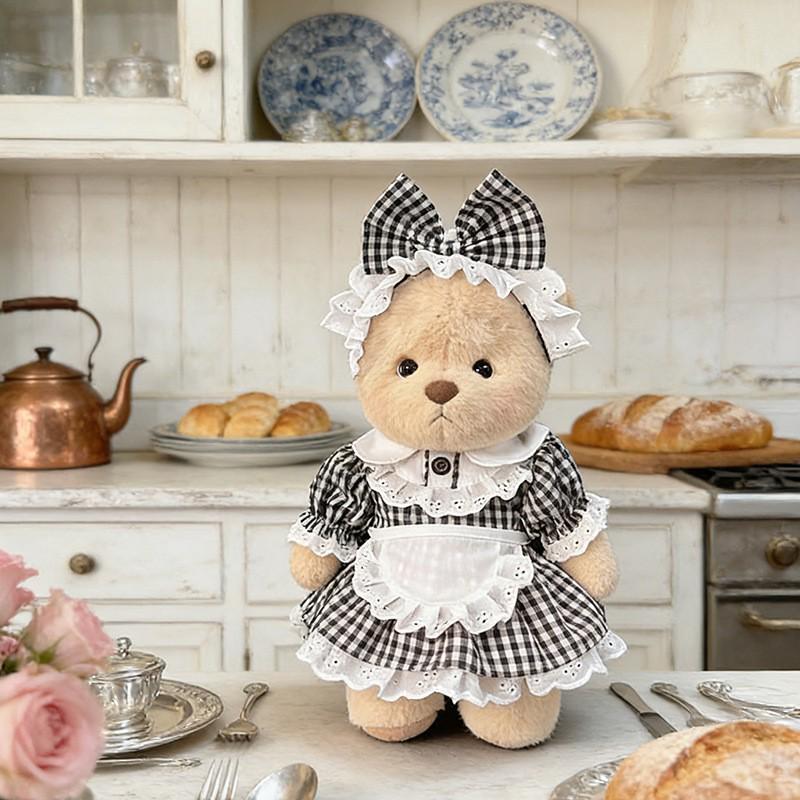 Medium Bear Outfit - Blue Pink Striped Carrot Overalls Set
