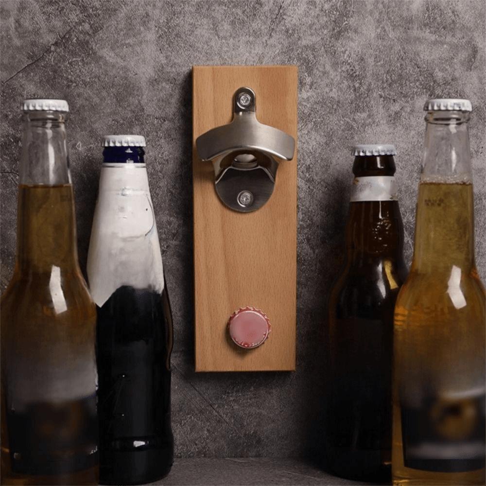 Wooden Magnetic Bottle Opener Vintage Fridge Magnet Bottle Opener Wall Mounted Bottle Opener  Party