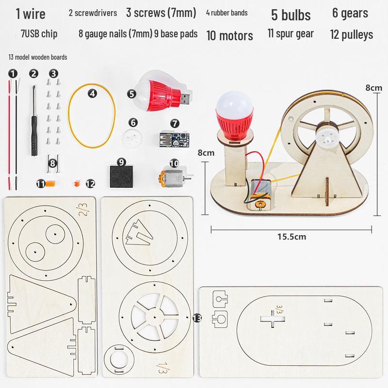 DIY Hand-Crank Generator Kit for Creative Science Experiments and Inventions for Kids