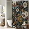 Boho Kwiatowy Zestaw Zasłony Prysznicowej Bohemskie Kwiatowe Zasłony Prysznicowe Vintage Retro Rustykalne Akwarelowe Botaniczne Roślinne Zasłona Kąpielowa Róża