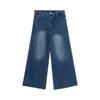 2024 Unisex Retro Hong Kong Style Wide-Leg Jeans - Blue, All-Season