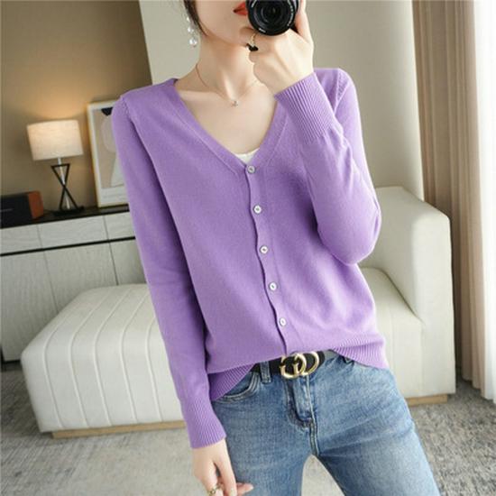 Women's Autumn/Winter 2024 Knit Cardigan Coat - Loose Fit Sweater Outerwear