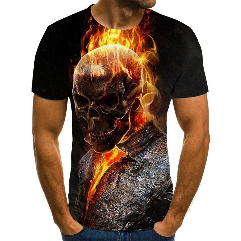 2023 Summer New Cross-border New, Men's and Women's Trend Casual, Ghost Rider Digital Printing 3D Short-sleeved T-shirt