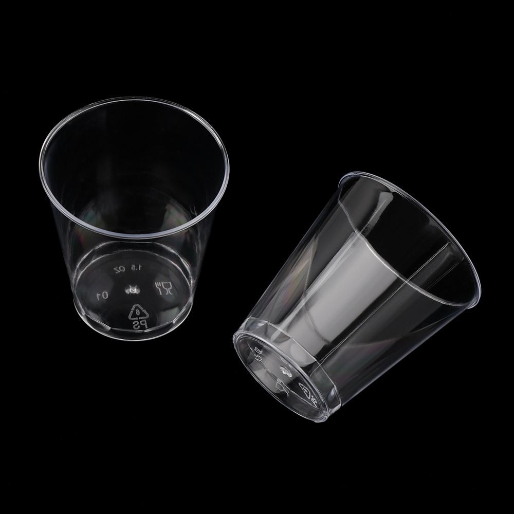 30/50X Round Reusable Plastic Shot Glasses Dessert Cups Disposable Glass Drinks