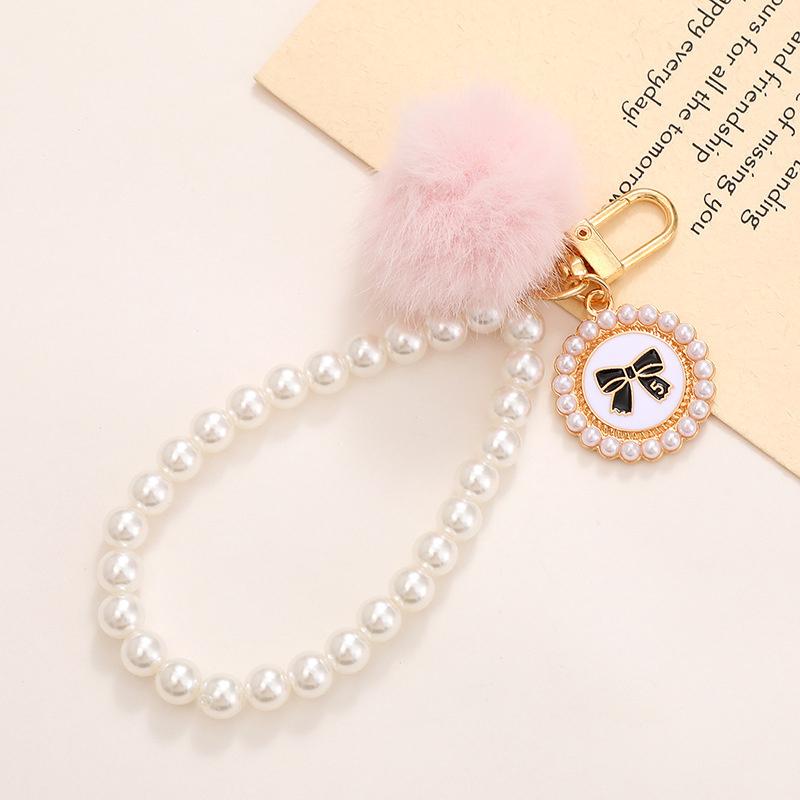 

Pearl Bead Plush Ball Phone Chain For Iphone For Samsung Huawei Xiaomi Universal Phone Pendant Strap Rope Bag Decoration Keyring