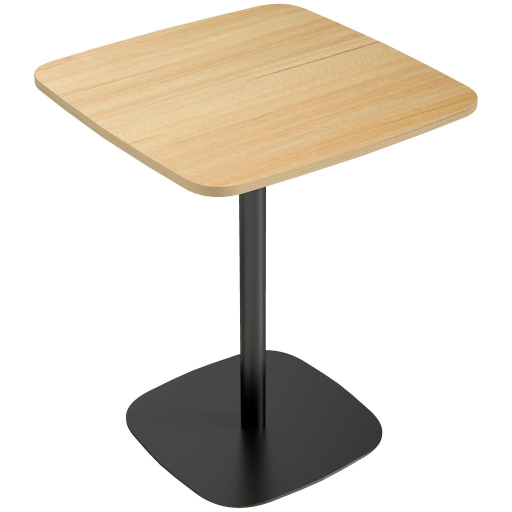 Kleine Eettafel, 60 cm, Vierkant, MDF Tafelblad, Stalen Onderstel, voor Woonkamer, Eetkamer, Keuken, Natuurlijk Hout+Zwart