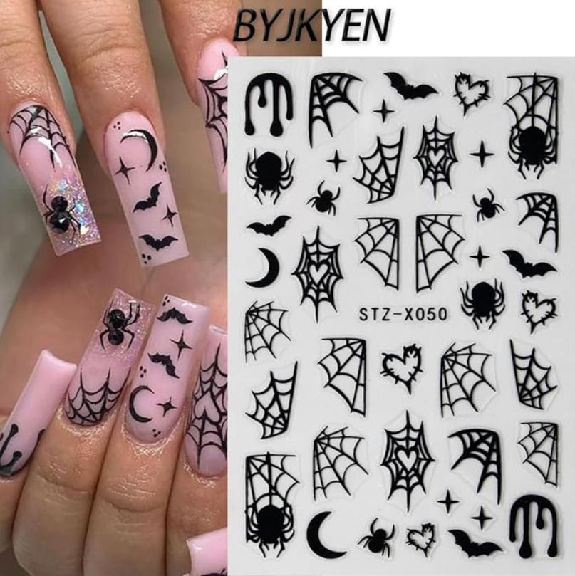 

Наклейки для дизайна ногтей в виде паука, 3D самоклеящиеся наклейки для дизайна ногтей в виде паутины и паука, акриловые украшения для ногтей для женщин, праздничный шарм для ногтей