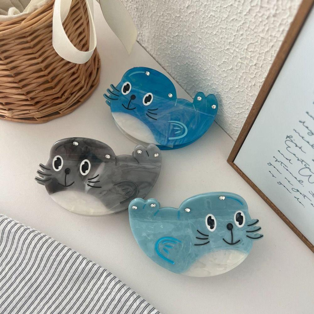 Korean Style Headwear Sea Lion Hair Claw Acetic Acid Geometry Shark Clip  Travel