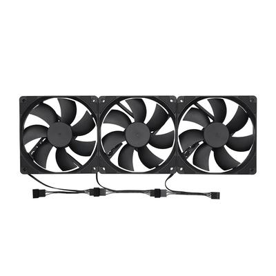 Owltech Daisy Chainable Heavy-Duty Case Fans, 2 Ball Bearings, 120mm, Black, Set of 3, OWL-FE1225PWM-D3P