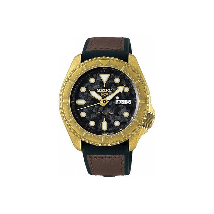 

Seiko 5 Series Retro Diver Waterproof Mechanical Movement Men watches Black SRPE80K1 Black Dial Brown Strap