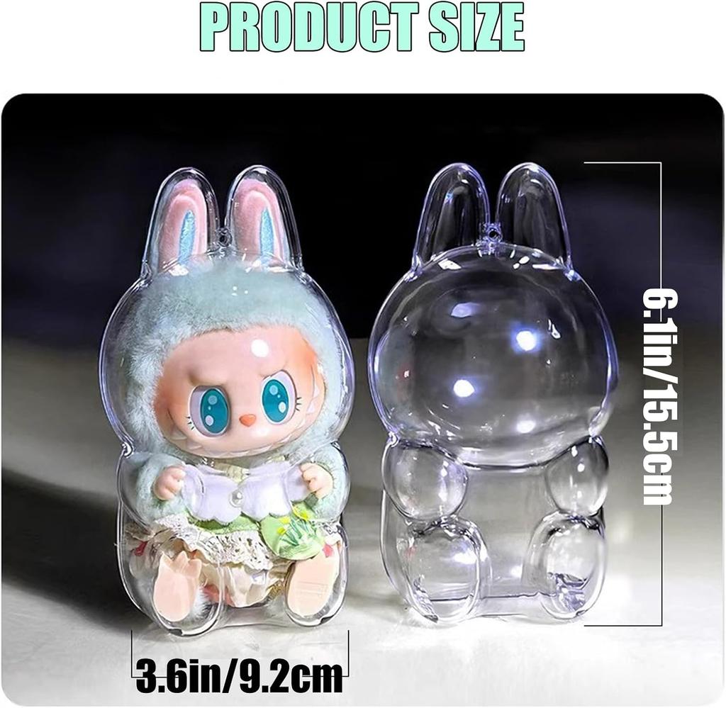 Clear Bag Keychain for LABUBU Plush Doll,Hanging Display Case,Protective Case,Plastic PVC Storage Box Party Gifts